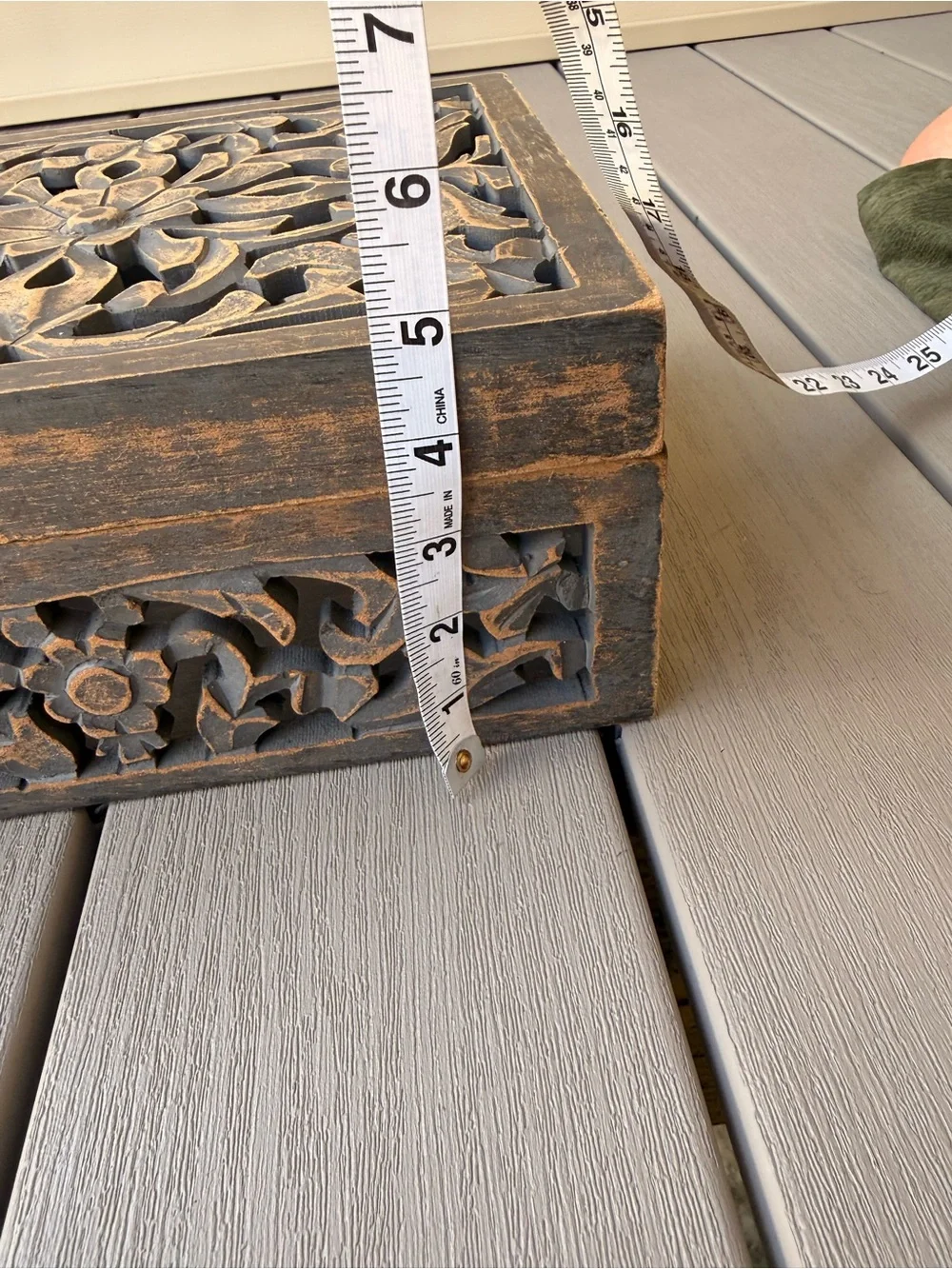 Carved Wood Floral Openwork Keepsake Jewelry Box Made in India